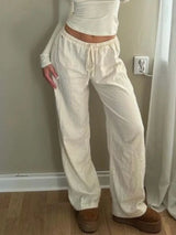 Deeptown Casual Basic White Pants