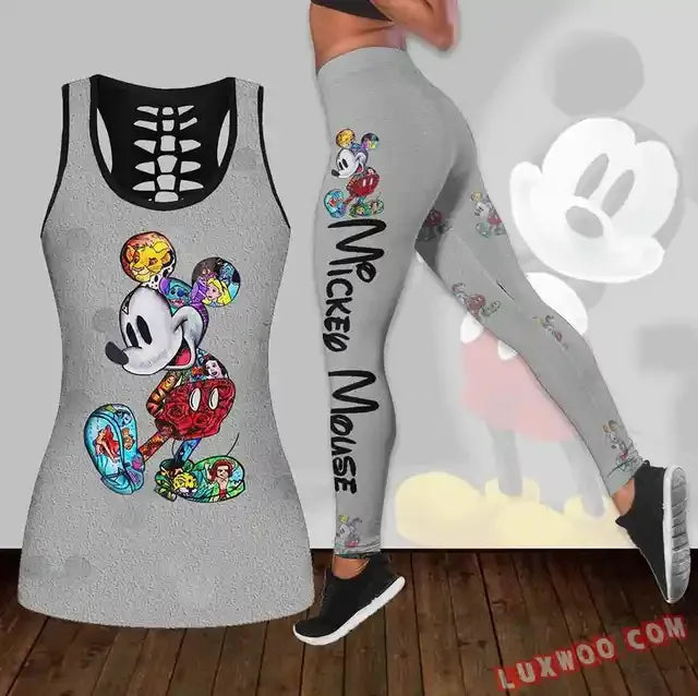 Mickey Mouse Hollow Vest and Leggings Yoga Suit