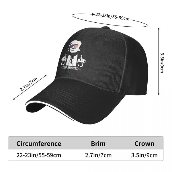 2024 Trump Baseball Cap "You Missed" - Adjustable Fit Unisex Rally Cap