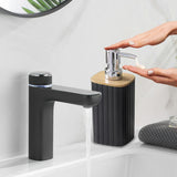 Bathroom Set Soap Dispenser, Toothbrush Cup, and Bamboo Tray Set