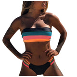 Rainbow Swimsuits - Crop Top Double Lace Up Bikini Set