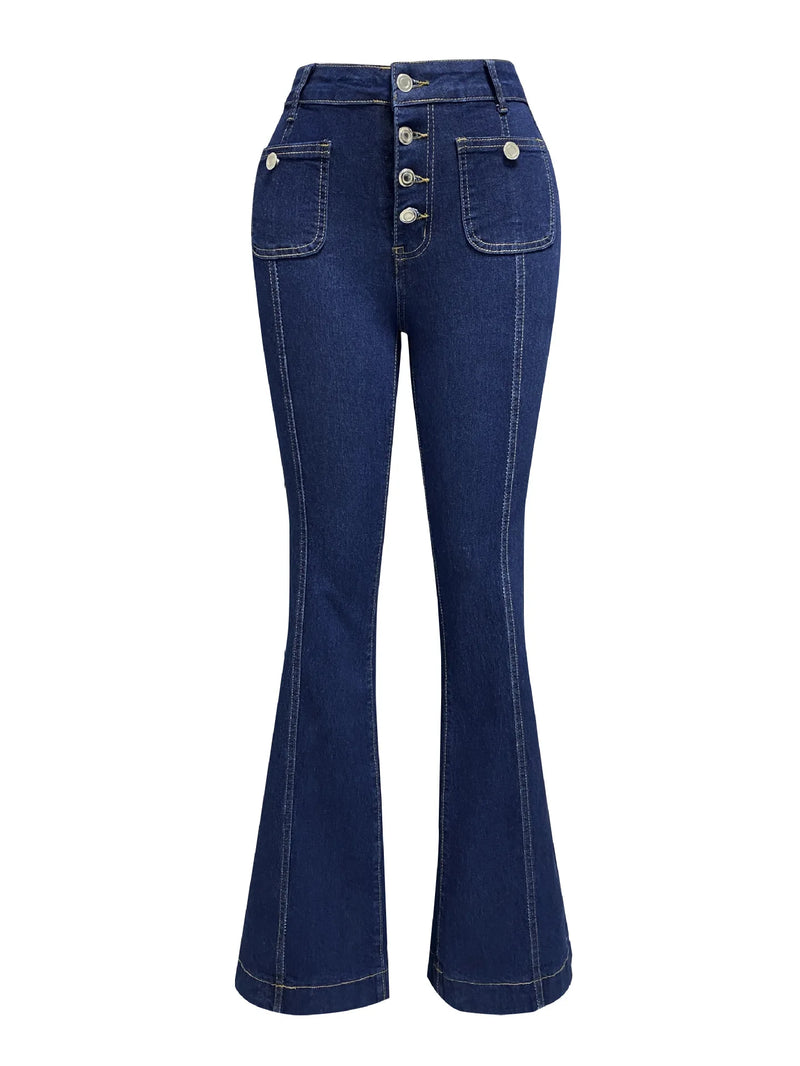 Boot Cut Spliced Flare Denim Pants