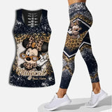 Leopard Mickey Hollow Vest + Leggings Yoga Suit