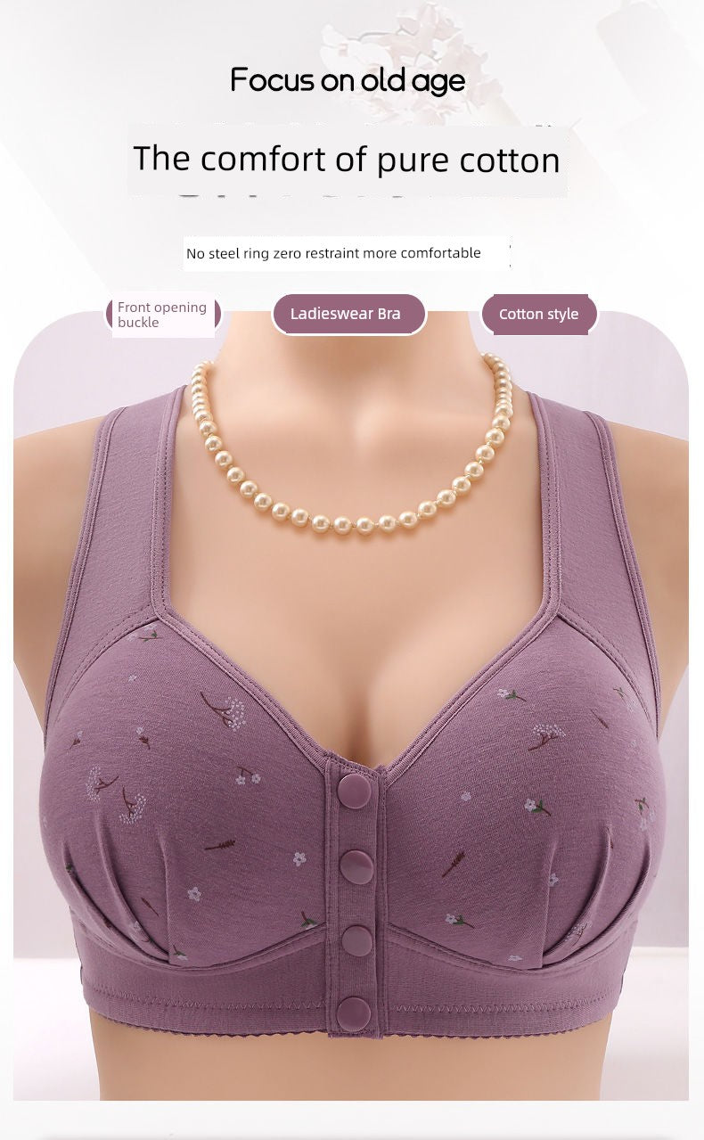 Cotton Wireless Push-up Beauty Back Push-up Front Button Bra