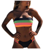 Rainbow Swimsuits - Crop Top Double Lace Up Bikini Set