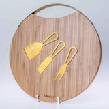 Bamboo Cheese Board and Knife Set with Magnetic Cutlery Storage