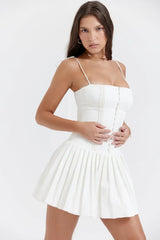 White Pleated Dress - The Next Door Neighbor 