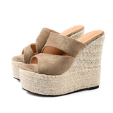 Suede Slope Heel Roman Style Wedge Sandal 