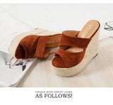 Suede Slope Heel Roman Style Wedge Sandal 