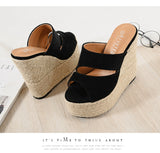 Suede Slope Heel Roman Style Wedge Sandal 