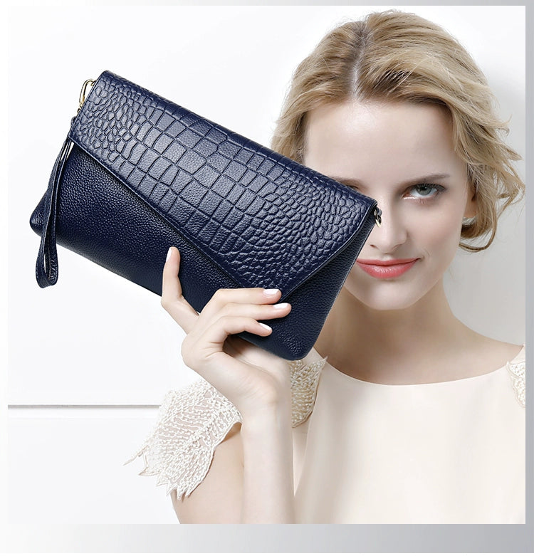 Leather Large Capacity Clutch Bag