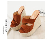 Suede Slope Heel Roman Style Wedge Sandal 