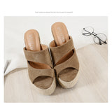 Suede Slope Heel Roman Style Wedge Sandal 