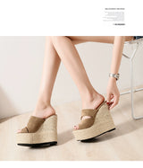 Suede Slope Heel Roman Style Wedge Sandal 