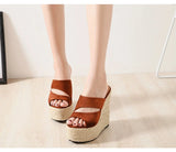 Suede Slope Heel Roman Style Wedge Sandal 