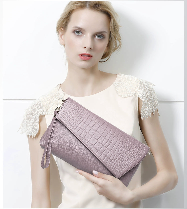 Leather Large Capacity Clutch Bag