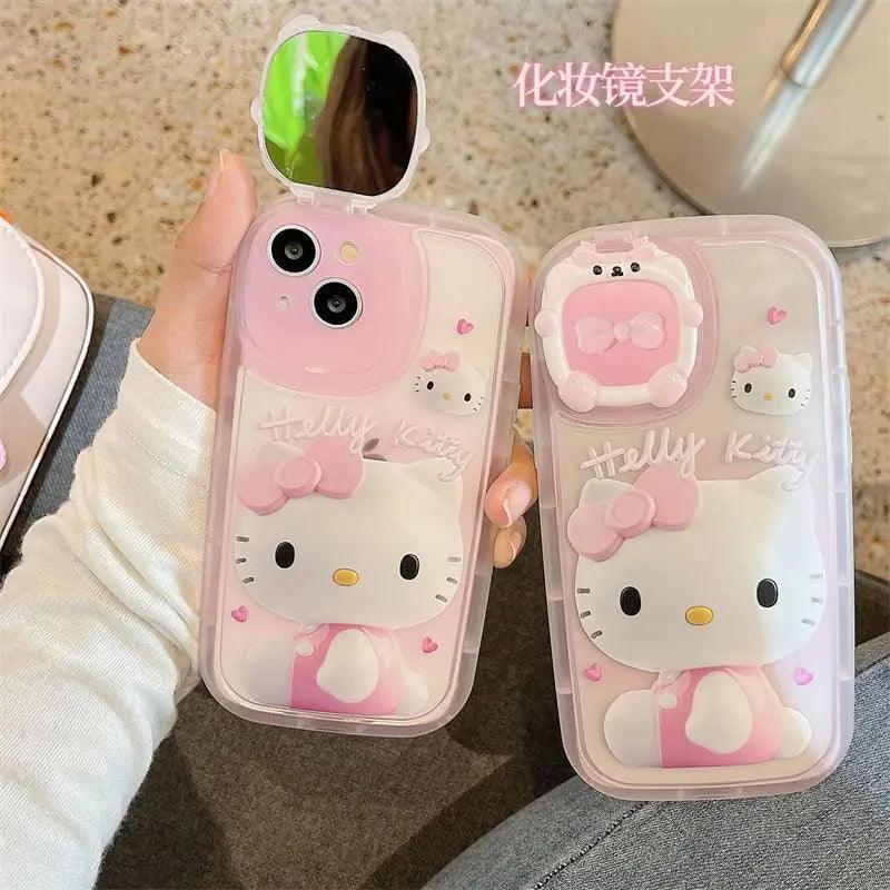 Hello Kitty Phone Case With Cover Mirror Holder - The Next Door Neighbor 