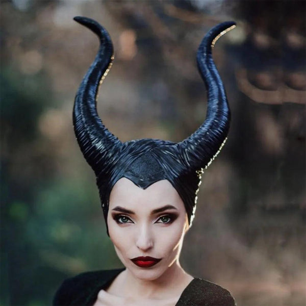 Girls Horns Hat Black Queen Cosplay Headpiece