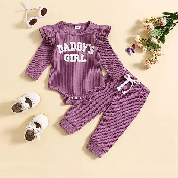 Candy Color Striped Embroidered Set