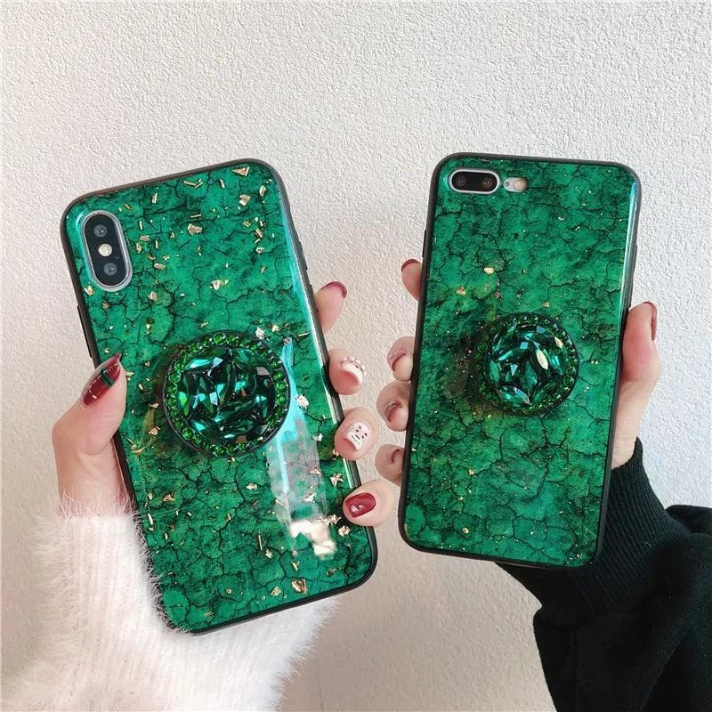 Glitter Marble Diamond Ring Holder Phone Case - The Next Door Neighbor 