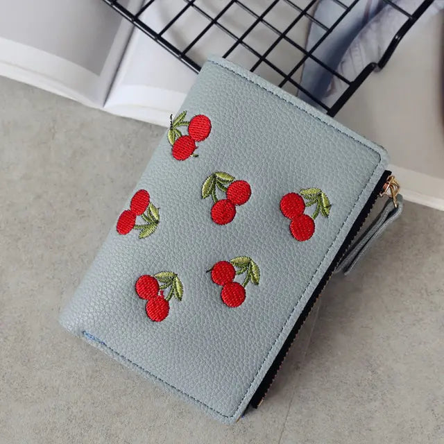 Cherry Embroidered Small Wallet - The Next Door Neighbor 