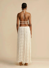 White Backless Ruched Dress