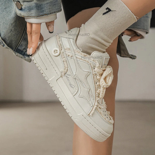 Feminine Stylish Leather Sneakers - The Next Door Neighbor 