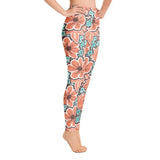 Tropical Seas Red Floral Yoga Leggings - The Next Door Neighbor 