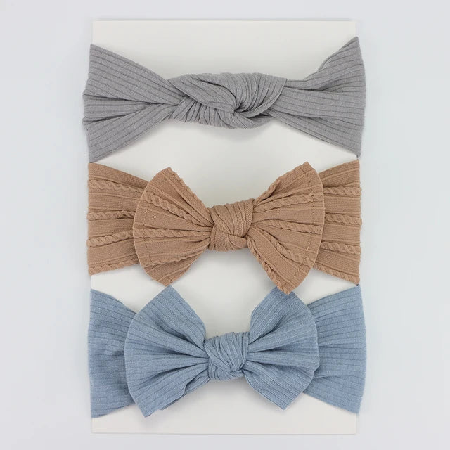 3Pcs Knit Baby Headband Bow Set