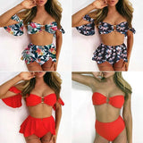 Ruffle Skirt High Waisted Bikini - The Next Door Neighbor 