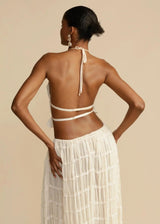 White Backless Ruched Dress