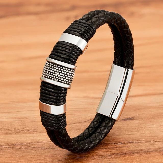 Double Layer Woven Leather Bracelet - The Next Door Neighbor 