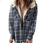 Casual Plaid Hooded Woolen Coat