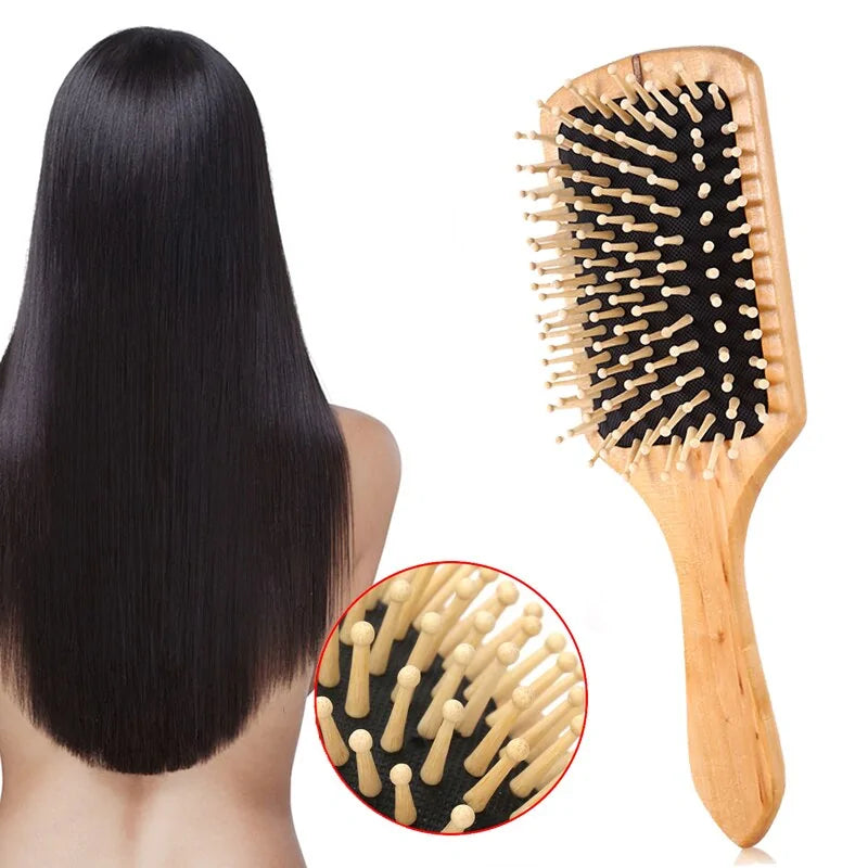 Antistatic Natural Wooden Massage Hairbrush - The Next Door Neighbor 