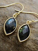 Geometrical Shape Natural Green Stone Dangle Earrings - The Next Door Neighbor 