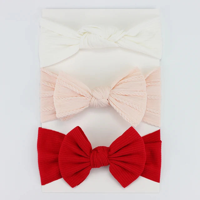 3Pcs Knit Baby Headband Bow Set