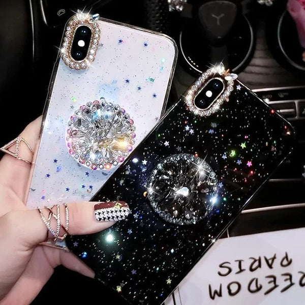 Glitter Marble Diamond Ring Holder Phone Case - The Next Door Neighbor 