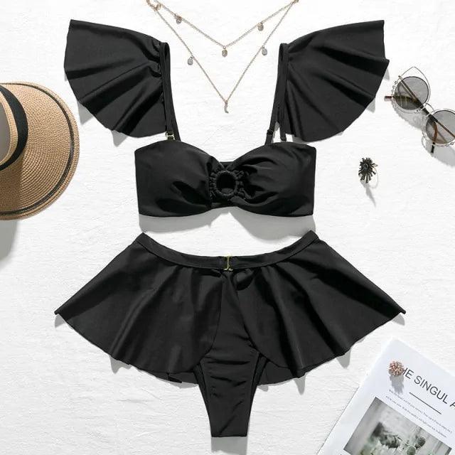 Ruffle Skirt High Waisted Bikini - The Next Door Neighbor 