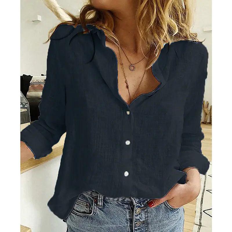 Elegant Button Lapel Blouse - The Next Door Neighbor 