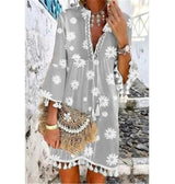 Daisy Print Bohemian Dress - The Next Door Neighbor 