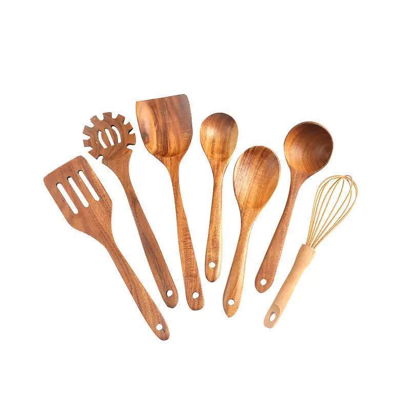 7-Piece Handcrafted Teak Utensil Set - The Next Door Neighbor 