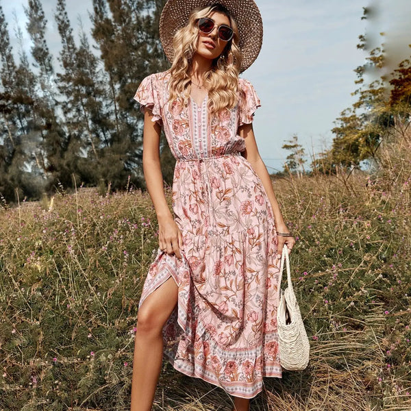 V-neck Floral Dress