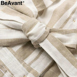 BeAvant Button Striped Linen Cotton Dress