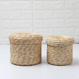 3-Piece Handmade Woven Storage Basket Set with Lids - The Next Door Neighbor 