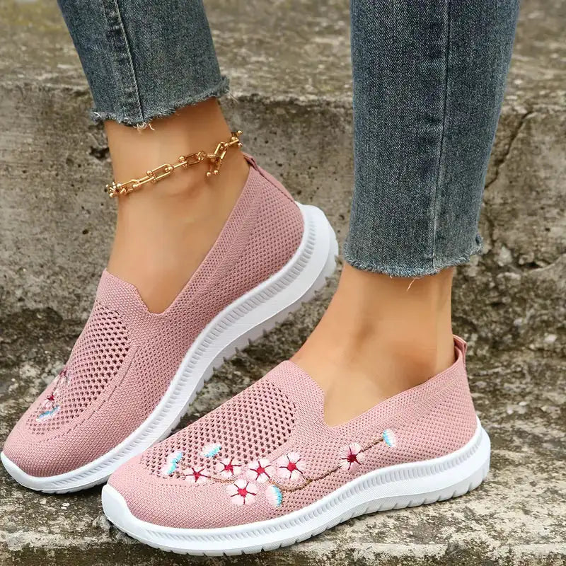 Embroidered Flower Sneakers - The Next Door Neighbor 