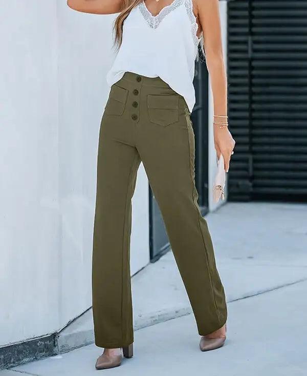 Elastic Relaxed High-Waisted Pants - The Next Door Neighbor 