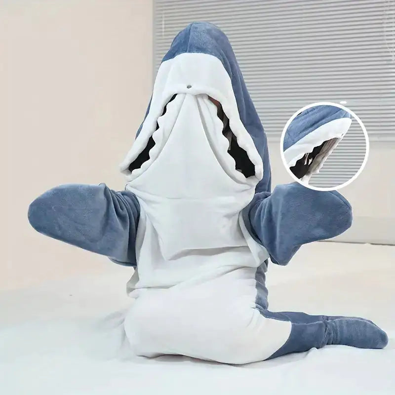 Super Soft Shark Flannel Blanket Hoodie