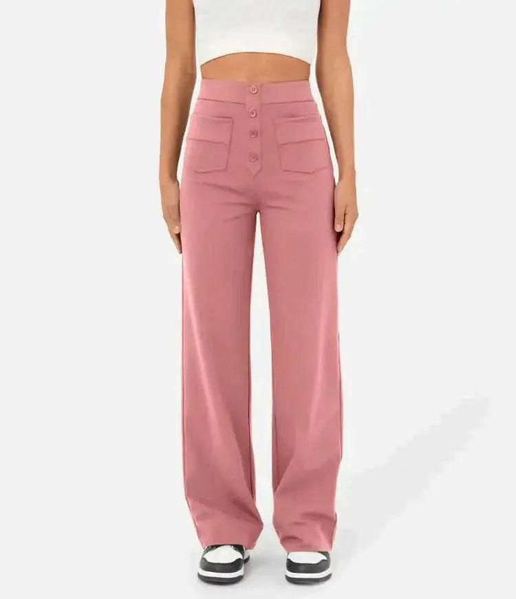 Elastic Relaxed High-Waisted Pants - The Next Door Neighbor 