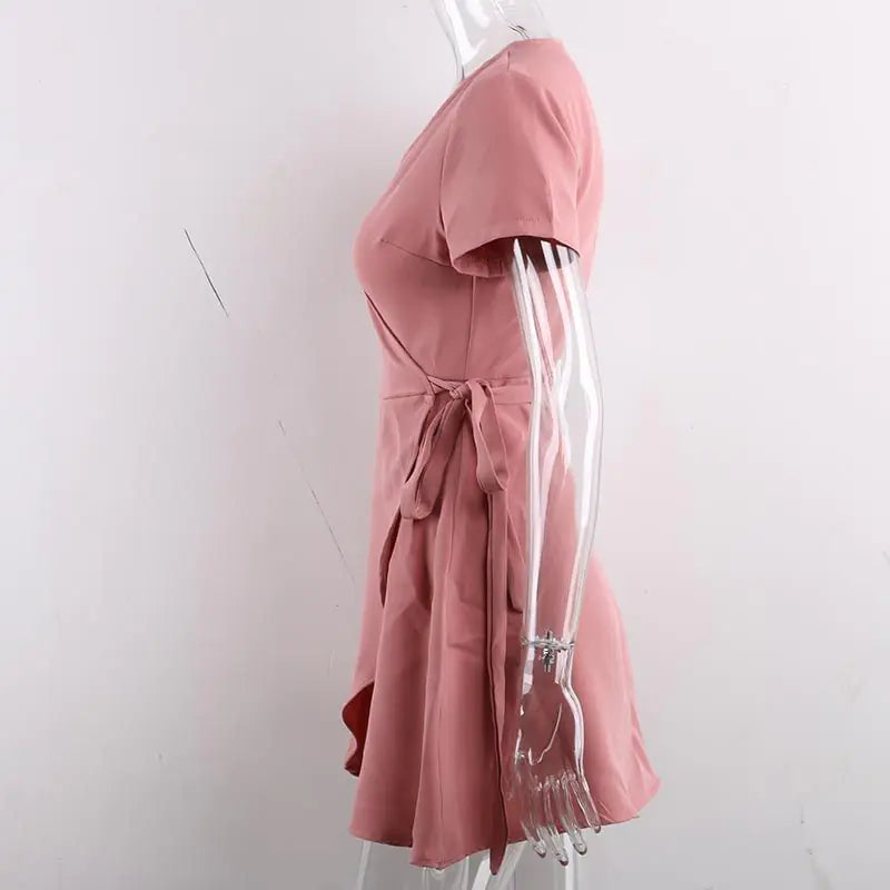 Pink V-neck Dress