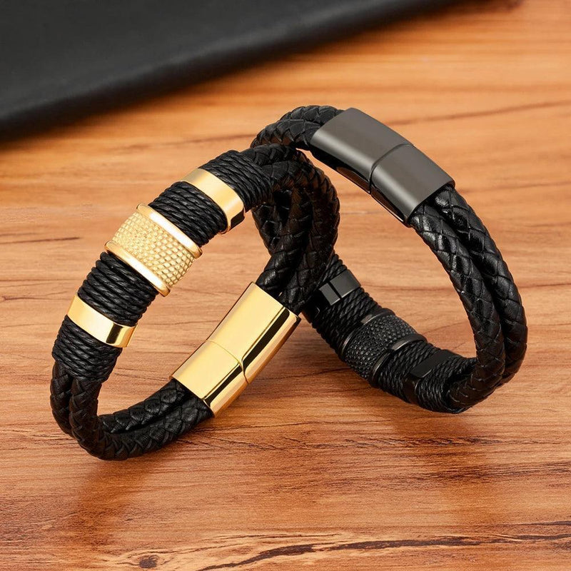 Double Layer Woven Leather Bracelet - The Next Door Neighbor 